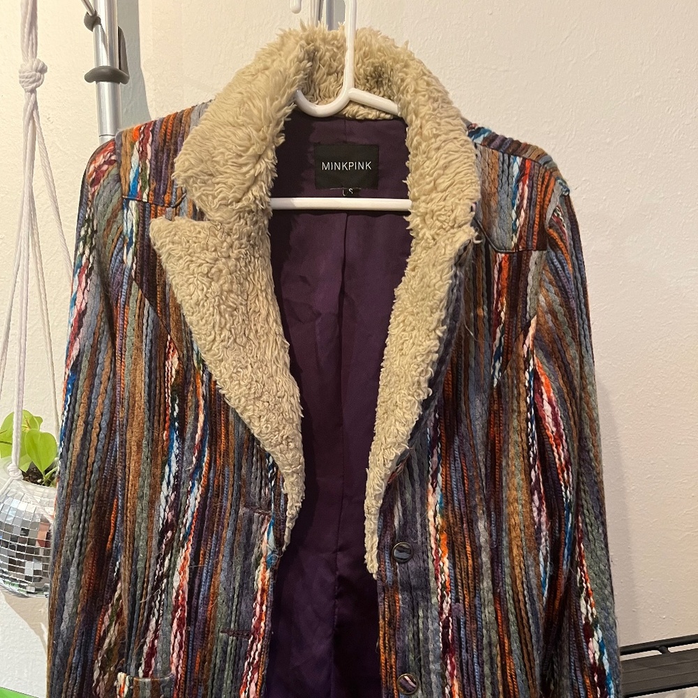Mink Pink multi-color “it’s all happening” coat. S
